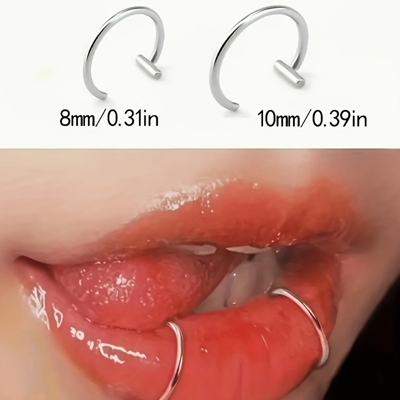 2pcs Minimalist Punk Style Non-Piercing Lip Rings, Unisex